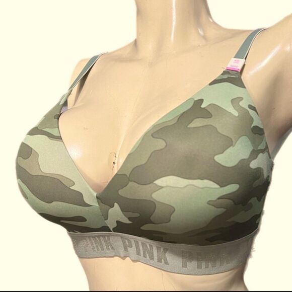 Victorias Secret Pink Wear Everywhere Wireless lightly lined Camouflage bra 36DD - Picture 4 of 10